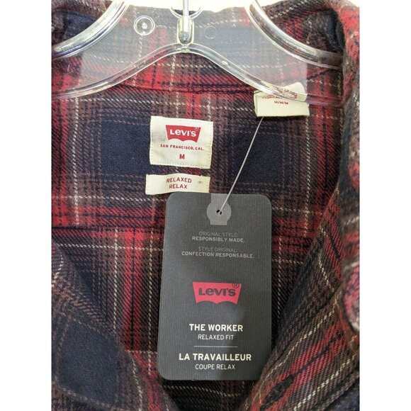 Levis NEW Chore Shirt The Worker Plaid Button Up Mens M Flannel Rugged Work Wear - Picture 4 of 5